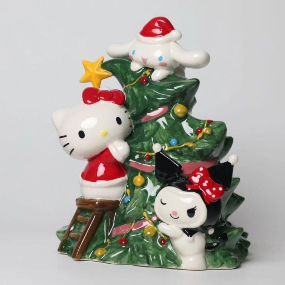 Hello Kitty and Friends Decorating The Tree Figurine 8" Blue Sky Clayworks NWT